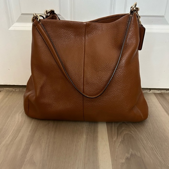 Coach Phoebe Pebbled Leather Shoulder Bag Hobo F35723 Saddle - Picture 8 of 9